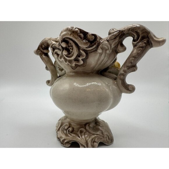 Vintage Signed Bassano Made in Italy Vase Yellow Roses 3D 3.5" tall - Picture 6 of 16